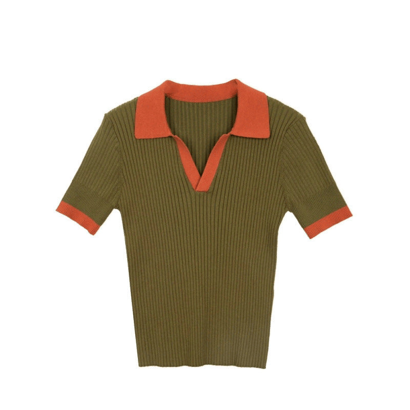 „Margaux“ Ribbed Polo Top