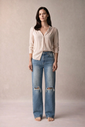 „Clara“ Distressed Wide Denim