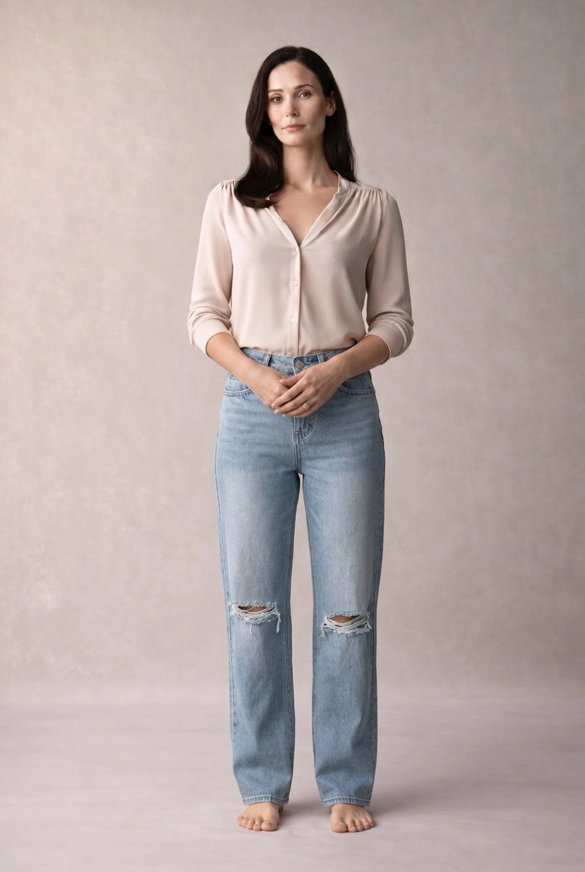 „Clara“ Distressed Wide Denim