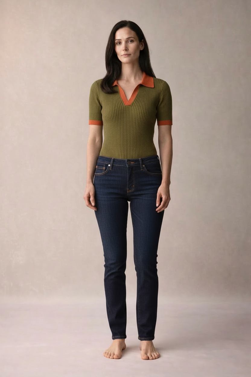 „Margaux“ Ribbed Polo Top