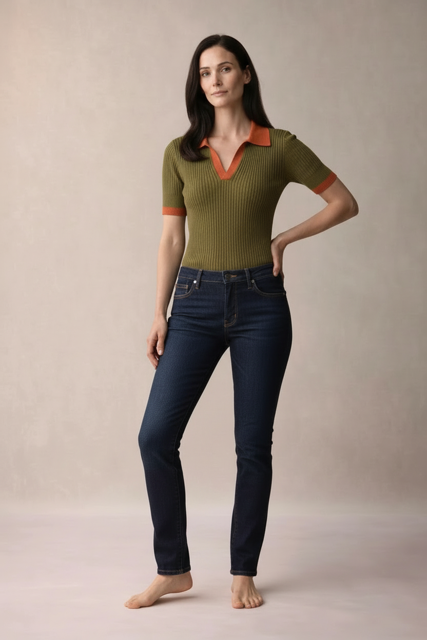 „Margaux“ Ribbed Polo Top