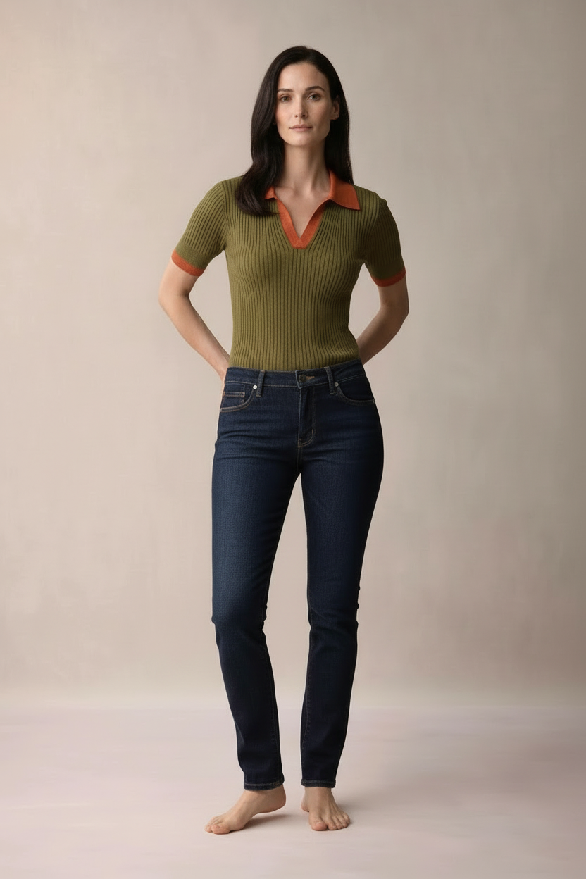 „Margaux“ Ribbed Polo Top