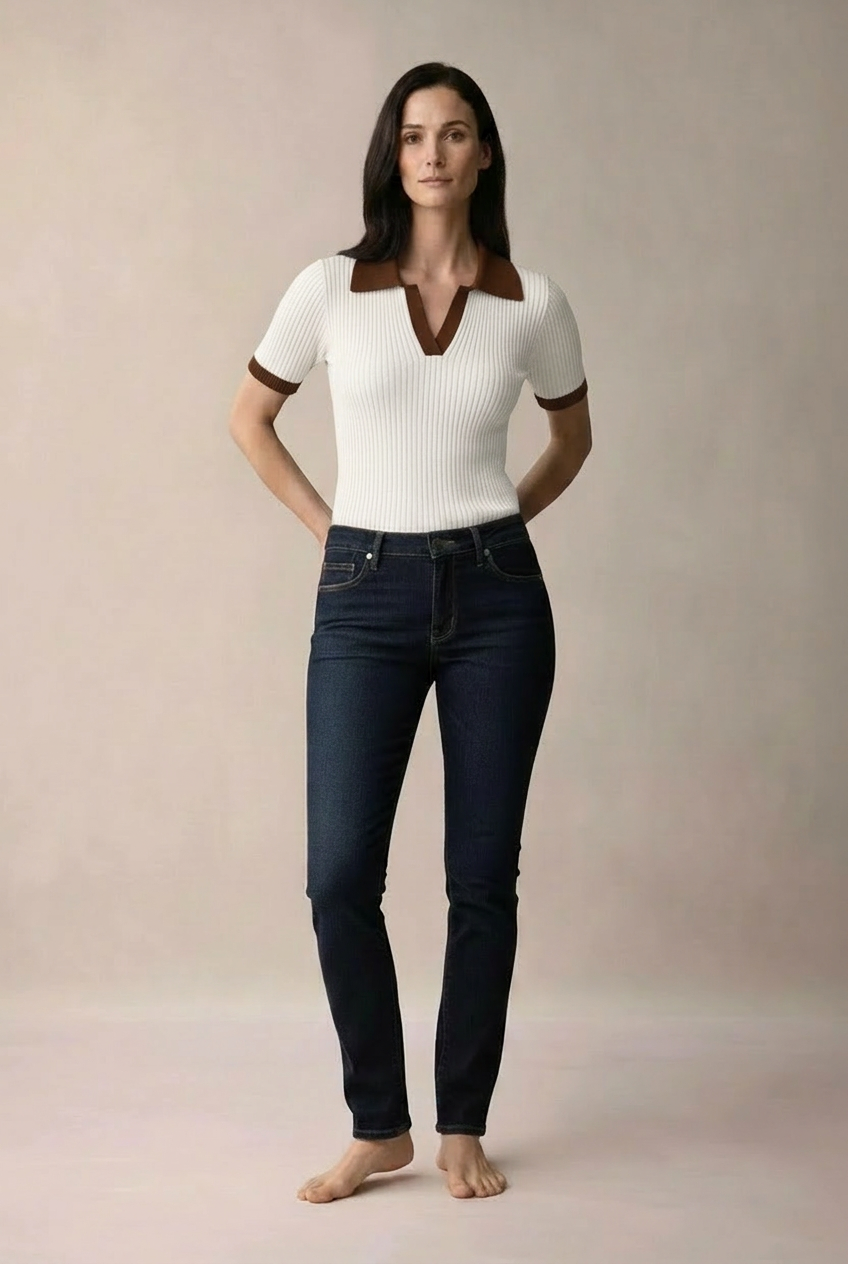 „Margaux“ Ribbed Polo Top