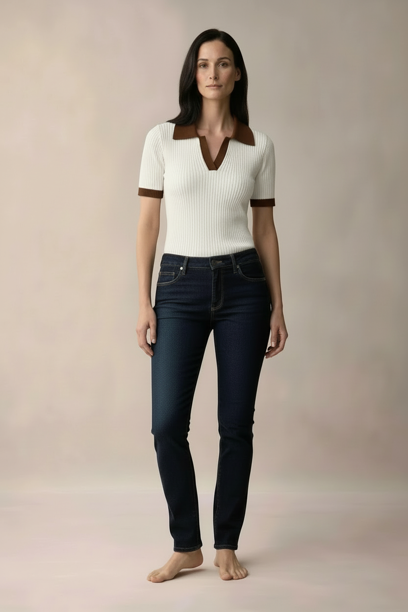 „Margaux“ Ribbed Polo Top