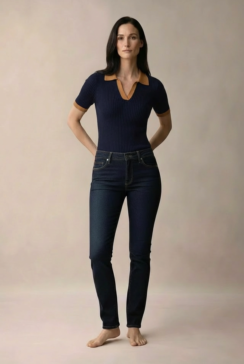 „Margaux“ Ribbed Polo Top