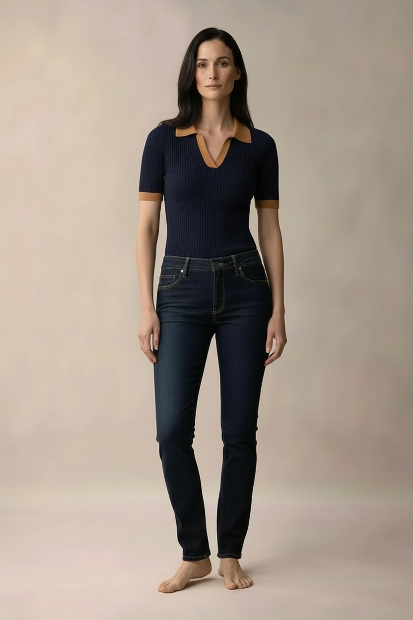 „Margaux“ Ribbed Polo Top