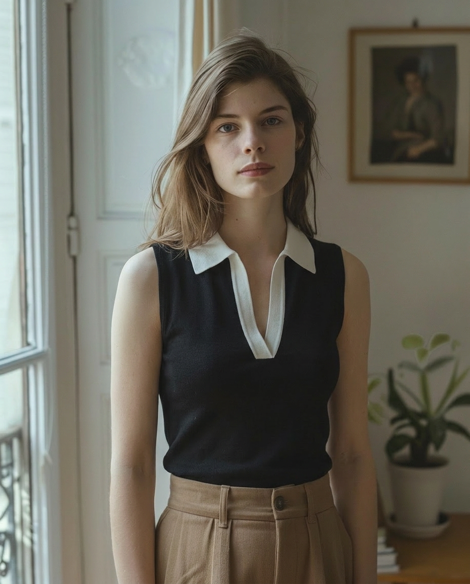 „Noir & Ivoire“ Collared Top